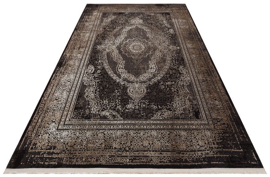 Безворсовый ковёр из вискозы Canary Amber AMB 01 бежевый с чёрным, 130&times;190 см AMB 01 Antrasit Beige фото
