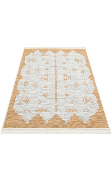 Безворсовий бавовняний килим Canary Aura 23 молочний/жовтий, 80&times;150 см AU 23 Yellow фото