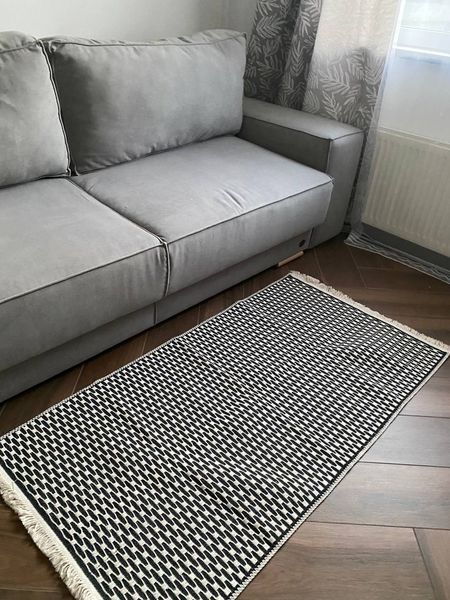 Плетений бавовняний килим Canary Alexa 116 білий з чорним, 80&times;200 см 116C.B.80200 фото