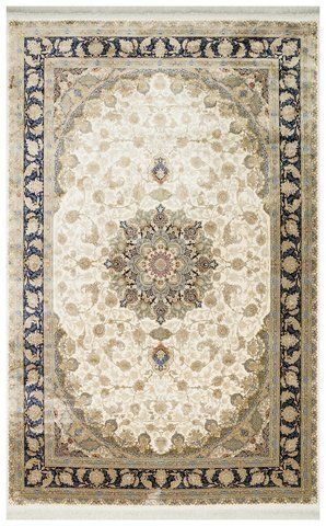 Безворсовий килим з віскози Canary Baron BR 04 синій з молочним, 240&times;340 см BR 04 Cream фото