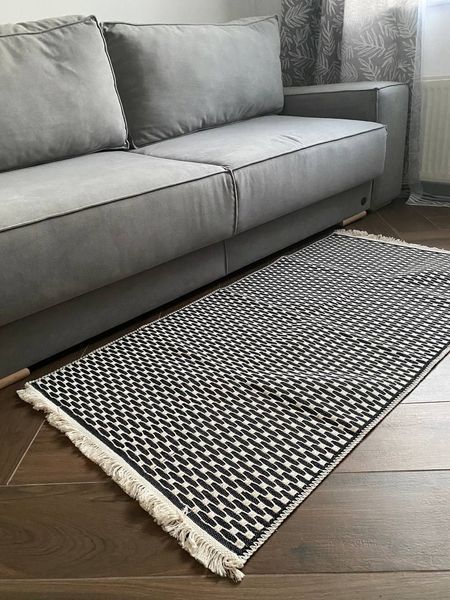 Плетений бавовняний килим Canary Alexa 116 білий з чорним, 160&times;230 см 116C.B.160230 фото