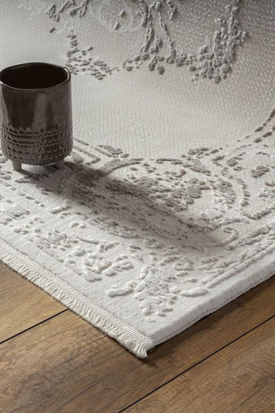 Пухнастий килим Canary Flax 4407 ROSIN сірий з молочним, 80&times;150 см CNR-996 фото