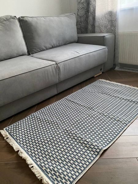 Плетений бавовняний килим Canary Alexa 116 білий з блакитним, 80&times;200 см 116C.BL.80200 фото