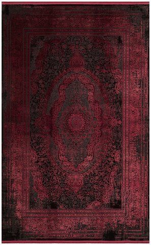 Безворсовый ковёр из вискозы Canary Amber AMB 01 чёрный с красным, 300&times;400 см AMB 01 Antrasit Burgundy фото