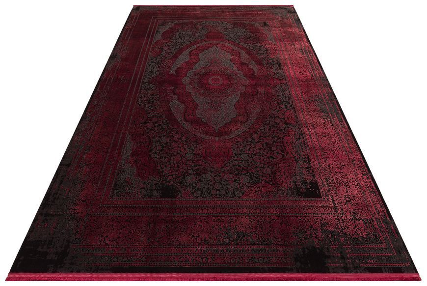 Безворсовый ковёр из вискозы Canary Amber AMB 01 чёрный с красным, 300&times;400 см AMB 01 Antrasit Burgundy фото
