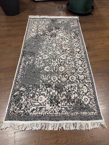 Безворсовый хлопковый ковёр Canary LM 04 серый/белый, 80&times;200 см LM04G фото