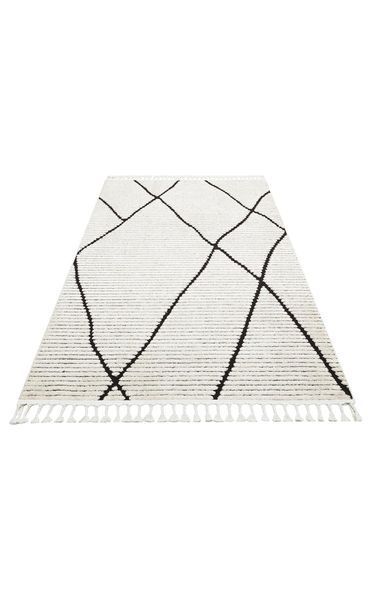 Пушистый ковёр Canary Zenly ZN 07 белый с чёрным, 120&times;180 см ZN 07 White Black фото