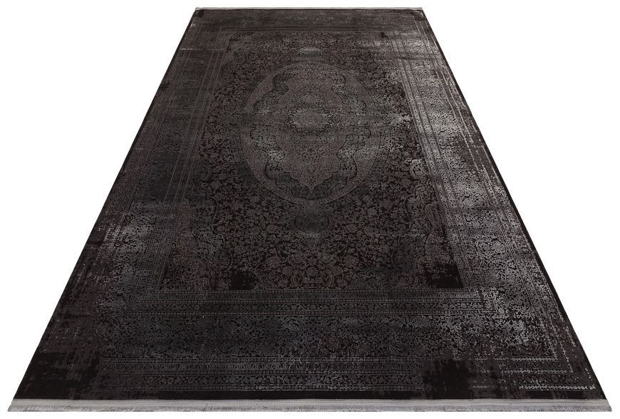 Безворсовый ковёр из вискозы Canary Amber AMB 01 серый с чёрным, 80&times;150 см AMB 01 Antrasit Grey фото