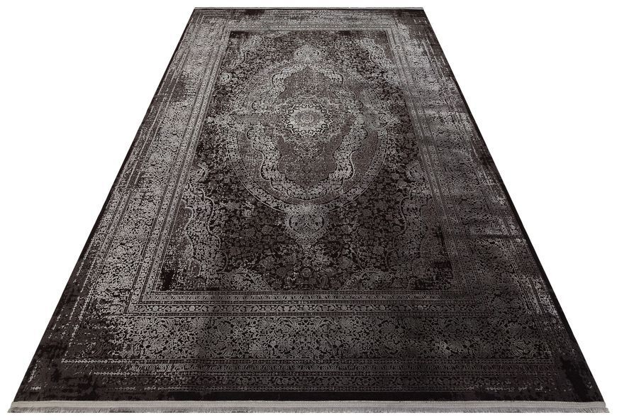 Безворсовый ковёр из вискозы Canary Amber AMB 01 серый с чёрным, 80&times;150 см AMB 01 Antrasit Grey фото