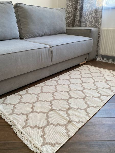 Безворсовый хлопковый ковёр Canary Kara 150 бежевый/белый, 80&times;150 см 150C.B.80150 фото