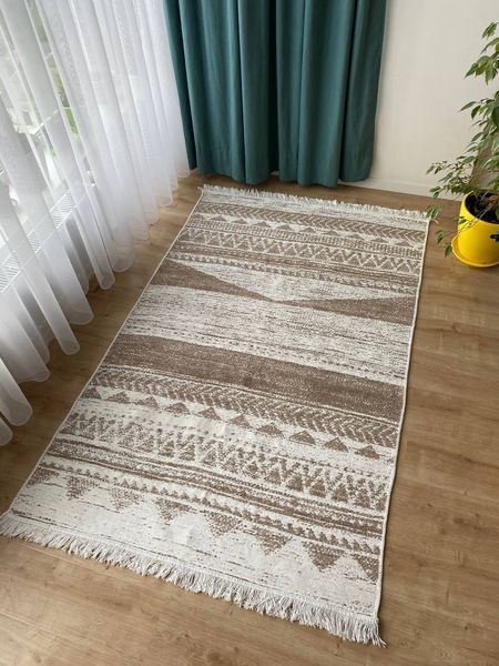 Безворсовий бавовняний килим Canary AR 06 бежевий/білий, 80&times;150 см AR06N фото