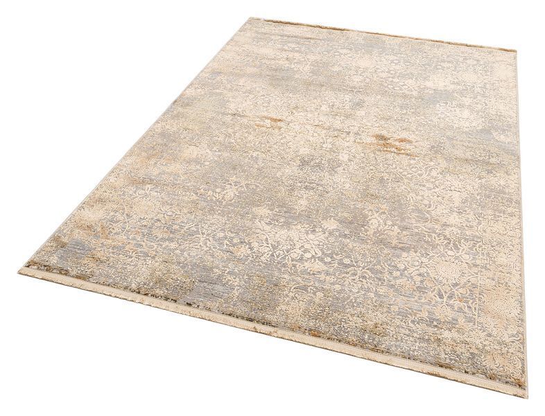 Безворсовый бамбуковый ковёр Canary Lino Dyed 01 бежевый с золотым, 240&times;340 см LND_01_D._Gold фото