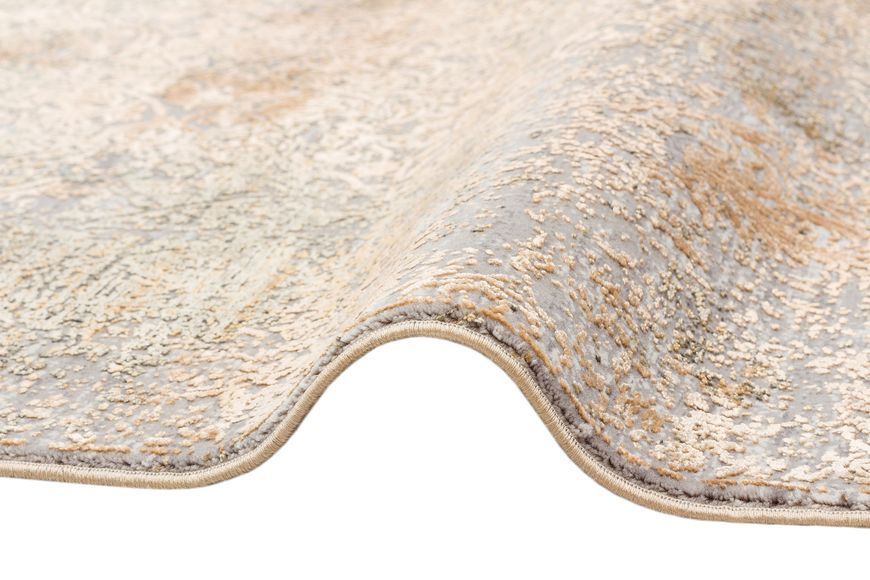 Безворсовый бамбуковый ковёр Canary Lino Dyed 01 бежевый с золотым, 240&times;340 см LND_01_D._Gold фото