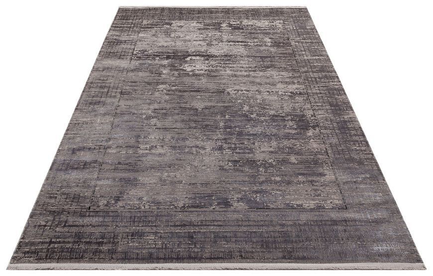 Безворсовый бамбуковый ковёр Canary Lino Dyed 02 серый с антрацитовым, 300&times;400 см LND 02 D.Grey фото
