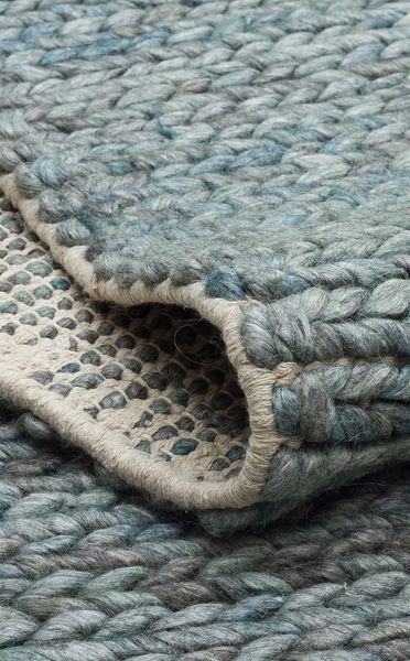 Плетений вовняний килим Canary Yarn Basketweave зелений із синім, 80&times;150 см Basketweave-Arona фото