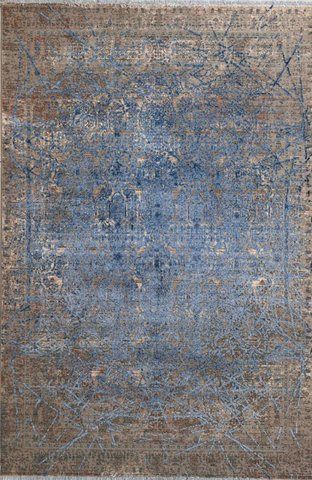 Безворсовий бамбуковий килим Canary Shadow 3045A синій з коричневим, 80&times;150 см 3045A Blue фото
