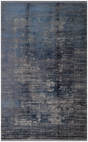 Безворсовый бамбуковый ковёр Canary Lino Dyed 02 серый с синим, 200&times;290 см LND 02 Navy фото