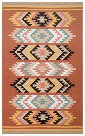 Безворсовый хлопковый ковёр Canary Aura 39 оранжевый, 80&times;150 см CNR-1428 фото