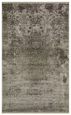 Безворсовий бамбуковий килим Canary Lino Dyed 01 сірий із зеленим, 300&times;400 см LND_01_D._Green фото