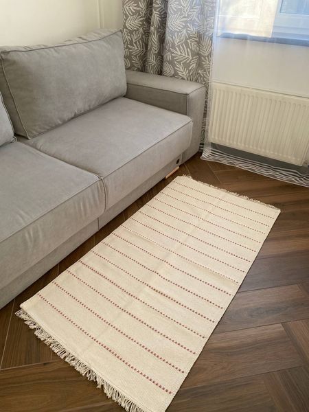 Безворсовый хлопковый ковёр Canary Casa 143 молочный/розовый, 120&times;180 см CNR-2263 фото