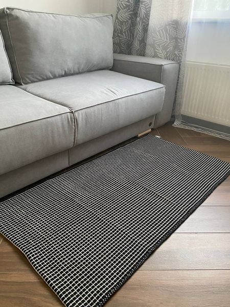 Плетёный хлопковый ковёр Canary Dendy 201 белый с чёрным, 80&times;200 см 201C.BL.80200 фото