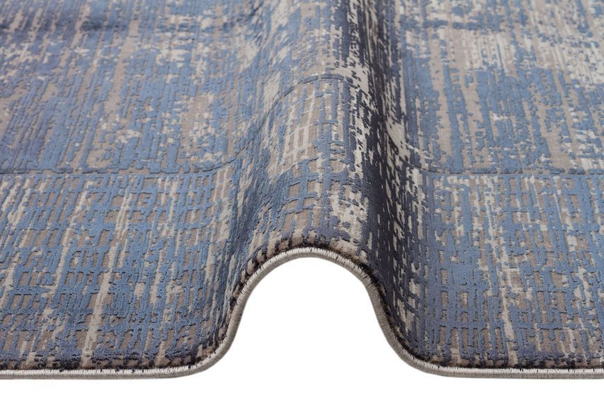 Безворсовый бамбуковый ковёр Canary Lino Dyed 02 серый с синим, 300&times;400 см LND 02 Navy фото