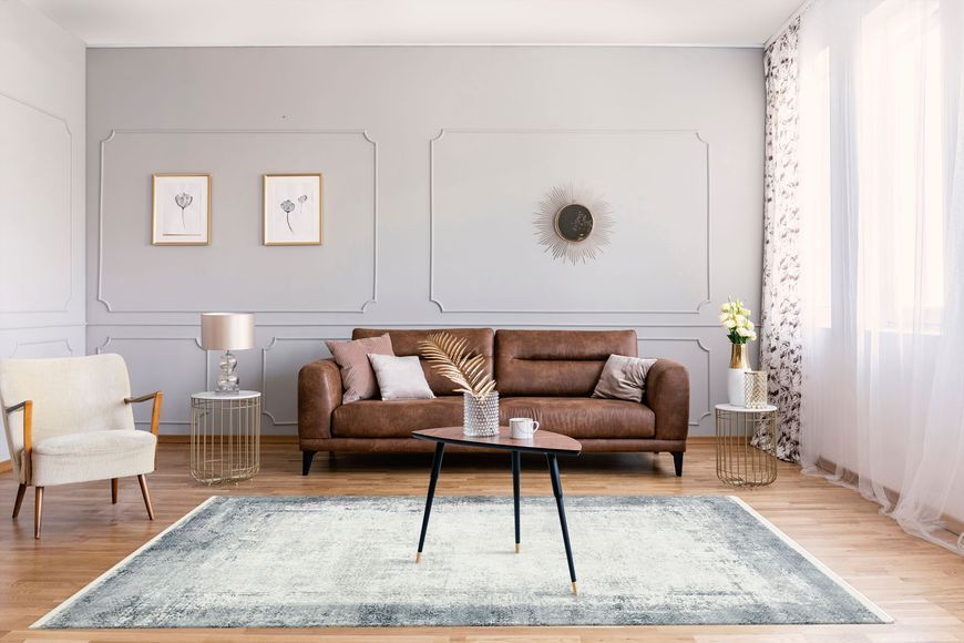 Современный ковёр Canary Marina MRN 06 серый с синим, 240&times;340 см MRN 06 Cream Grey фото