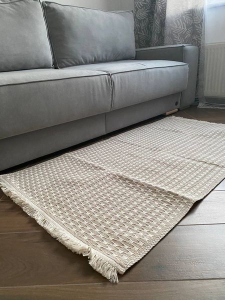 Плетёный хлопковый ковёр Canary Alexa 116 бежевый с белым, 80&times;300 см 116C.Beige120180 фото