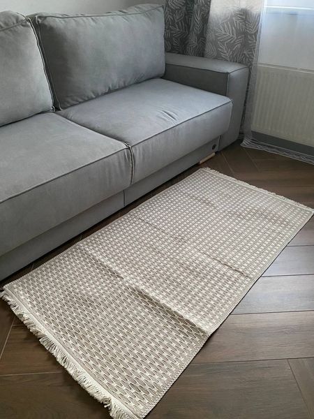 Плетёный хлопковый ковёр Canary Alexa 116 бежевый с белым, 80&times;300 см 116C.Beige120180 фото