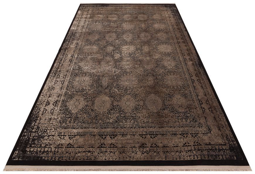 Безворсовый ковёр из вискозы Canary Amber AMB 02 чёрный с коричневым, 240&times;340 см AMB 02 Antrasit Vizon фото