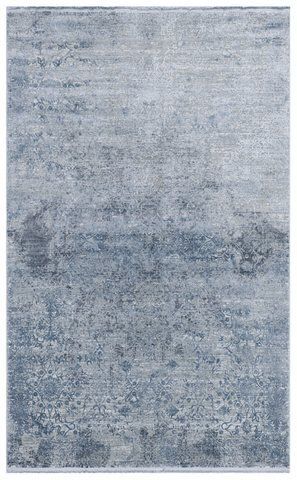 Безворсовый бамбуковый ковёр Canary Lino Dyed 01 серый с синим, 300&times;400 см LND_01_Marine фото