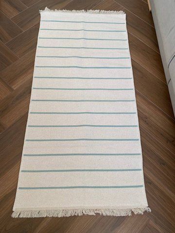 Безворсовый хлопковый ковёр Canary Kara 152 белый/голубой, 200&times;300 см 152A200300 фото