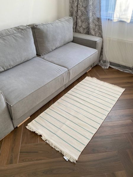 Безворсовый хлопковый ковёр Canary Kara 152 белый/голубой, 200&times;300 см 152A200300 фото