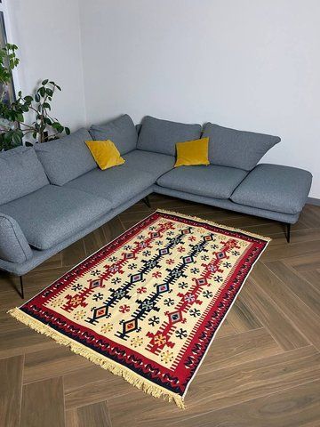 Безворсовый хлопковый ковёр Canary AR 005 красный/жёлтый, 240&times;340 см AR005R фото