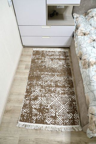 Безворсовий бавовняний килим Canary 974 білий/коричневий, 80&times;200 см CNR-2127 фото