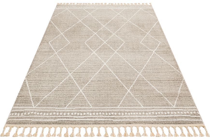 Пушистый ковёр Canary Scandi 03 серый с бежевым, 80&times;150 см NDC 03 Grey White фото