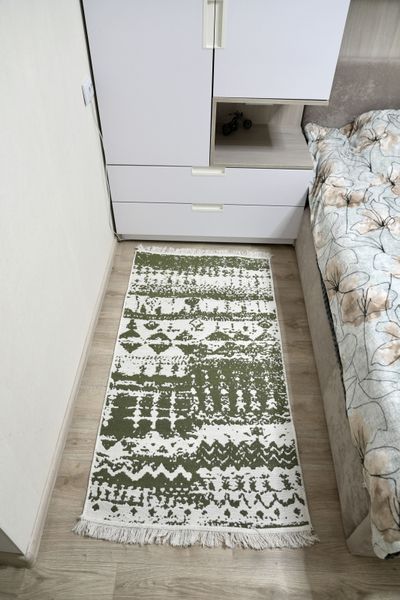 Безворсовий бавовняний килим Canary 975 білий/зелений, 80&times;150 см CNR-2130 фото