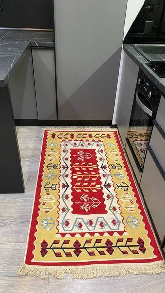 Безворсовый хлопковый ковёр Canary AR 006 красный/жёлтый, 240&times;340 см AR006R фото