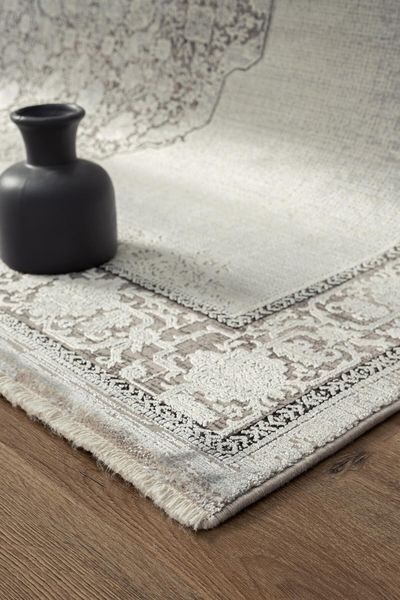 Безворсовый бамбуковый ковёр Canary Nord 3901 Moss серый с антрацитовым, 200&times;300 см 3901 Moss фото