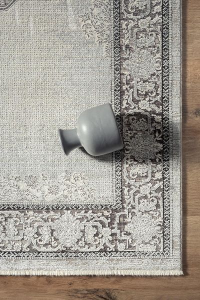 Безворсовый бамбуковый ковёр Canary Nord 3901 Moss серый с антрацитовым, 200&times;300 см 3901 Moss фото