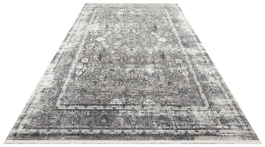 Безворсовый бамбуковый ковёр Canary Lino 29 белый с чёрным, 80&times;150 см LN 29 Grey Black фото