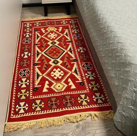 Безворсовый хлопковый ковёр Canary AR 008 красный/жёлтый, 80&times;200 см AR008 фото