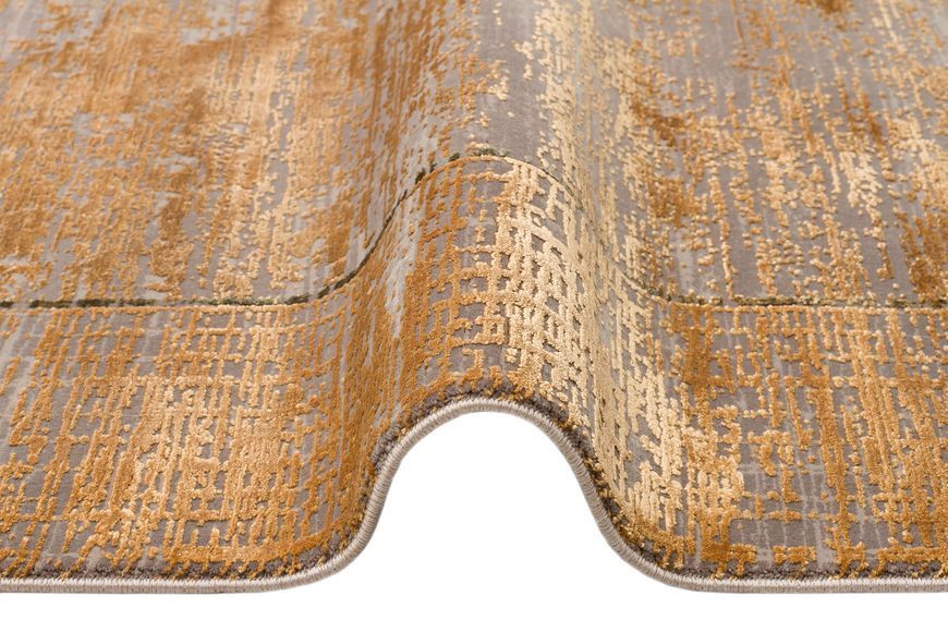Безворсовый бамбуковый ковёр Canary Lino Dyed 02 коричневый с золотым, 300&times;400 см LND 02 Antik Gold фото